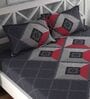 Grey Geometric 180 TC Microfiber Queen Sized Bed Sheets with 2 Pillow Covers