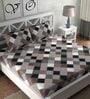 Grey Geometric 180 TC Microfiber Queen Sized Bed Sheets with 2 Pillow Covers