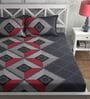 Grey Geometric 180 TC Microfiber Queen Sized Bed Sheets with 2 Pillow Covers