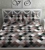 Grey Geometric 180 TC Microfiber Queen Sized Bed Sheets with 2 Pillow Covers