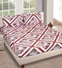 Grey Geometric 186 TC Glace Cotton King Sized Double Bedsheet with 2 Pillow Covers