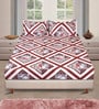 Grey Geometric 186 TC Glace Cotton King Sized Double Bedsheet with 2 Pillow Covers
