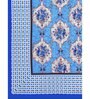 Blue Floral 200 TC Cotton Double Queen Sized Bedsheet With 2 Pillow Covers