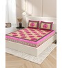 Pink Floral 200 TC Cotton Double Queen Sized Bedsheet With 2 Pillow Covers