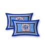 Blue Floral 200 TC Cotton Double Queen Sized Bedsheet With 2 Pillow Covers