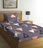 Grey Geometric 210 TC Cotton 1 Single Bedhseet with 1 Pillow Cover