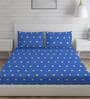 Blue Geometric 225 TC Cotton King Sized Bed Sheets with 2 Pillow Covers