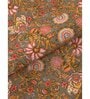 Brown Floral 300 TC Cotton Double King Sized Bedsheet With 2 Pillow Covers