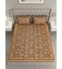Brown Floral 300 TC Cotton Double King Sized Bedsheet With 2 Pillow Covers