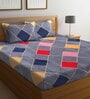 Grey Geometric 300 TC Cotton Blend King Sized Bed Sheets with 2 Pillow Covers