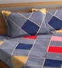Grey Geometric 300 TC Cotton Blend King Sized Bed Sheets with 2 Pillow Covers