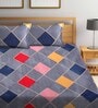 Grey Geometric 300 TC Cotton Blend King Sized Bed Sheets with 2 Pillow Covers