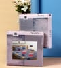 Grey Geometric 300 TC Cotton Blend Double King Sized Bedsheet With 2 Pillow Covers