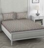 Grey Floral 400 TC Cotton King Size Bedsheet with 2 Pillow Covers