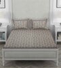Grey Floral 400 TC Cotton King Size Bedsheet with 2 Pillow Covers