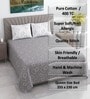 Grey Geometric 400 TC Cotton Queen Size Flat Bedsheet With 2 Pillow Covers