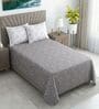 Grey Geometric 400 TC Cotton Single Bed Size Flat Bedsheet With 2 Pillow Covers