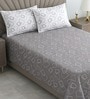Grey Geometric 400 TC Cotton Single Bed Size Flat Bedsheet With 2 Pillow Covers