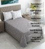Grey Geometric 400 TC Cotton Single Bed Size Flat Bedsheet With 2 Pillow Covers