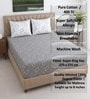 Grey Geometric 400 TC Cotton Superking Size Fitted Bedsheet With 2 Pillow Covers