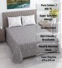 Grey Geometric 400 TC Cotton Superking Size Flat Bedsheet With 2 Pillow Covers