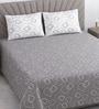 Grey Geometric 400 TC Cotton Superking Size Flat Bedsheet With 2 Pillow Covers
