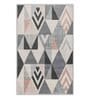 Grey Geometric 5X7 Machine Made Carpet