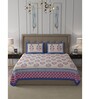 Multicolor Traditional 600 TC Cotton Double King Sized Bedsheet With 2 Pillow Covers