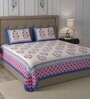 Multicolor Traditional 600 TC Cotton Double King Sized Bedsheet With 2 Pillow Covers