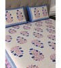Multicolor Traditional 600 TC Cotton Double King Sized Bedsheet With 2 Pillow Covers