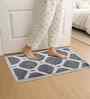 Grey Geometric Cotton Blend 24x16 Inches Anti Skid Door Mat