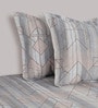 Grey Geometric design 210 TC Cotton Fitted Double Bedsheet with 2 Pillow Covers , Grey and White