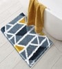 Grey Geometric Microfibre 32x20 Inches Super Soft Bath Mat