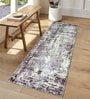 Grey Abstract Microfiber 5 ft x 2 ft Machine Made Runner