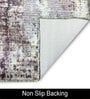 Grey Abstract Microfiber 5 ft x 2 ft Machine Made Runner