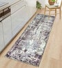 Grey Abstract Microfiber 5 ft x 2 ft Machine Made Runner