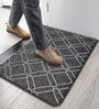 Grey Geometric Microfibre 30x18 Inches Anti Skid Door Mat