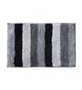 Grey Geometric Microfibre 36x24 Inches AntiSkid Bath Mat