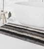 Grey Geometric Microfibre 36x24 Inches AntiSkid Bath Mat