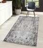Grey Abstract Nylon 3 X 5 Feet Machine Made Carpet