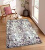 Grey Geometric Nylon 4 X 6 Feet Machine Made Carpet