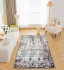 Grey Geometric Nylon 4 X 6 Feet Machine Made Carpet