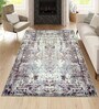 Grey Geometric Nylon 4 X 6 Feet Machine Made Carpet
