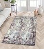 Grey Geometric Nylon 4 X 6 Feet Machine Made Carpet