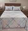 Grey Geometric Print 200 TC Cotton King Size Bed Sheet with 2 Pillow Covers Eclectic Geo Collection
