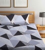 Grey Geometric 300 TC Cotton Blend King Sized Bed Sheets with 2 Pillow Covers