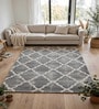 Grey Geometric Wool And Cotton 7 X 5 Feet Hand Tufted Carpet