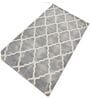 Grey Geometric Wool And Cotton 7 X 5 Feet Hand Tufted Carpet