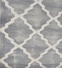 Grey Geometric Wool And Cotton 7 X 5 Feet Hand Tufted Carpet