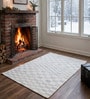 Grey Geometric Wool And Cotton 8 X 5 Feet Hand Tufted Carpet